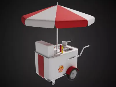  American Hotdog Cart Prop Low-poly 3D model