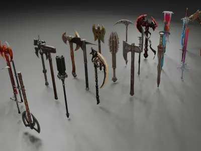 Stylized Fantasy Weapons Set 2 3D model
