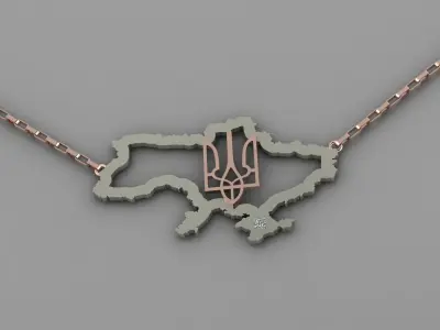 Ukraine map pendant p0020 3D print model