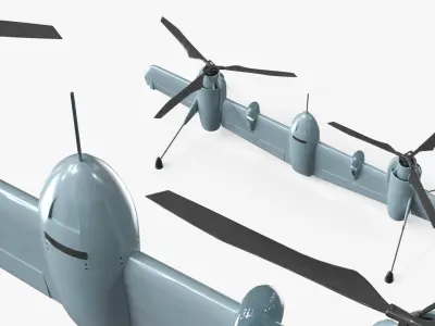  Rotor Blown Wing UAS Drone Gray Rigged for Maya 