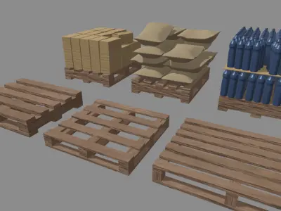Wooden Pallets Pack Low-poly 3D model