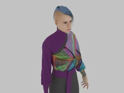  woman in asian clothes Low-poly 3D model