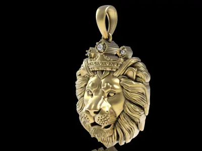 Lion with Crown Pendant 3D print model