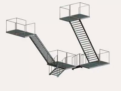 Modular multi-platform stairs 3D model