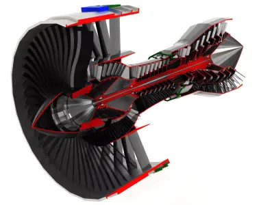 Turbofan engine 3D model by Prestations3d