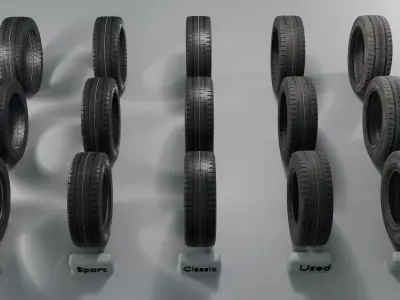 Tires sorted Low-poly 3D model