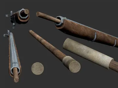 Musket 17th century Low-poly 3D model