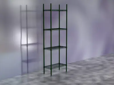 Wire Shelves - 24 inches X 12 inches X 72 inches in green epoxy Low-poly 3D model