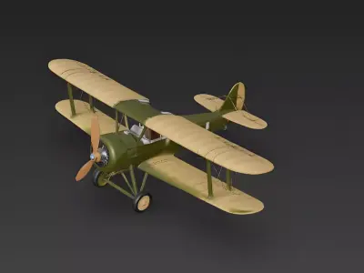 Classic WWI Biplane Fighter 3D Model Low-poly 3D model