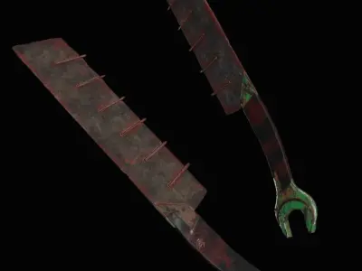 Apocalipticknife LowPoly old rusty knife Low-poly 3D model