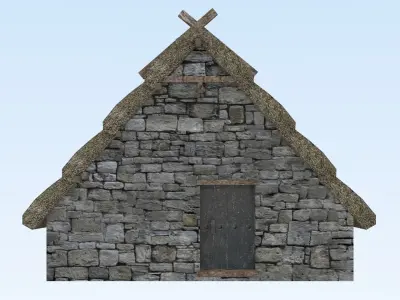 Stone medieval house Low-poly 3D model