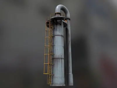 Rusted and Weathered Industrial Tower  Low-poly 3D model