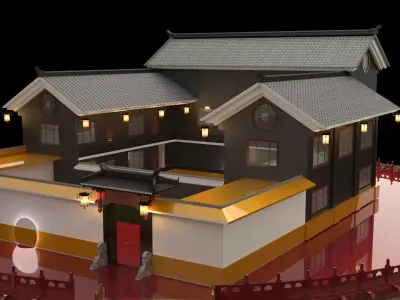 Chinese ancient courtyard  house 3D model get