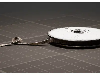 Vintage Scratched Round Metal Measuring Tape Reel 3D model