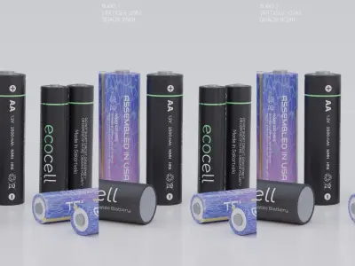 Batteries AA - AAA High-Quality 3D model