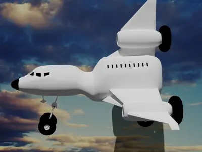 Triplane airplane in sky 3D model