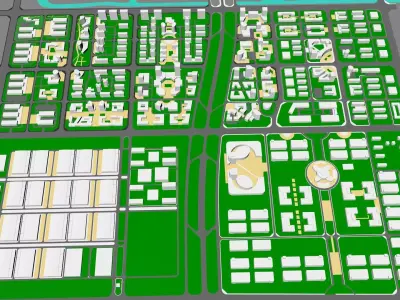 Urban highrise building ancillary building commercial 3D model buy