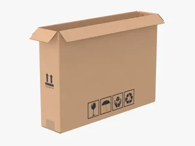 Cardboard Box 50x10x35 Open 3D model