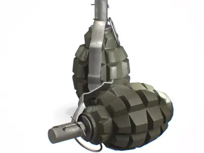 F-1 WW2 Grenade dark Low-poly 3D model