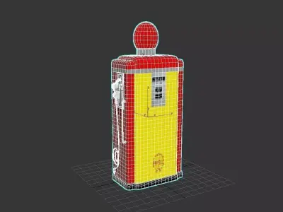 shell petrol pump 1955 3D model