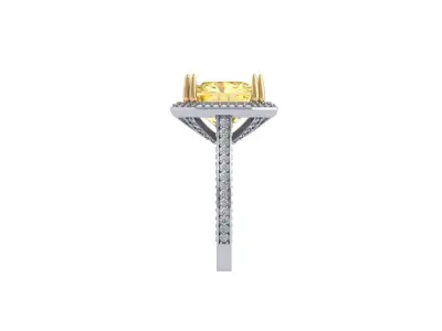Asscher Art Deco Ring 3D print model 4