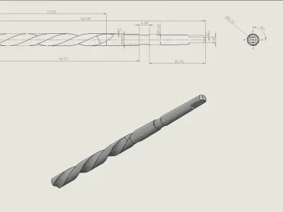 Original Size Drill Bit  for  M8 3D print model 3D print model