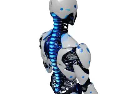 Cybernetic Spine with Blue Nodes 3D model