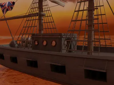 Victorian ship Low-poly 3D model