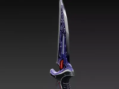 Cartoon Cyber Dagger PBR 3D Model Low-poly 3D model