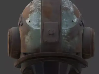 Steampunk Combat Pilot Helmet 3D Model Low-poly 3D model