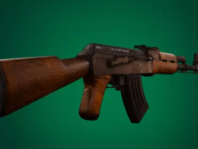 High Quality Optimised Hardsurface Lowpoly AK-47 Low-poly 3D model