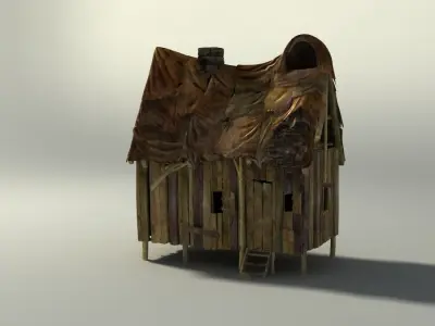 Shacks part 1 Low-poly 3D model