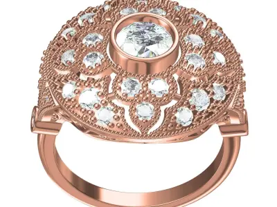 Floral Design Vintage Wedding Ring 3D print model