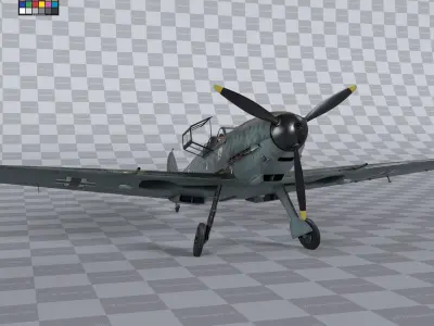 Messerschmitt BF109 German Fighter Airplane Green V2 3D model