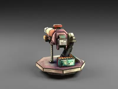 Carton turret machine gun Low-poly 3D model