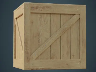 Wooden Box 1A Low-poly 3D model