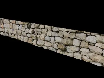 Korean Style Stone Wall 3D model