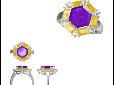 JCD Format Antique color stone rings rhino 3d jewelry 3D print model buy