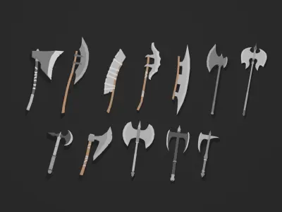 LowPoly Enemy Melee Weapons  Low-poly 3D model