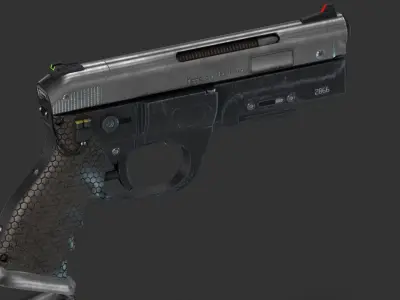 Futuristic Combat Pistol Low-poly 3D model