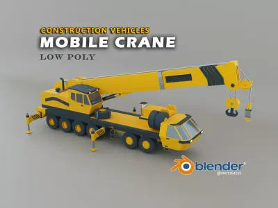 Mobile Crane Heavy Vehicle Low-poly 3D model