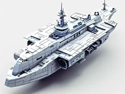 Scifi Battleship Lowpoly Game Asset Low-poly 3D model