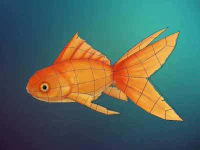 Lowpoly Hand painted GoldFish Low-poly 3D model