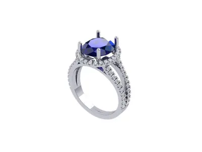 Oval Solitaire Ring 3D print model 26