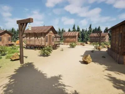 Mountain Village Landscape 3D model 4