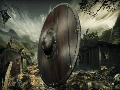 viking shield Low-poly 3D model 20