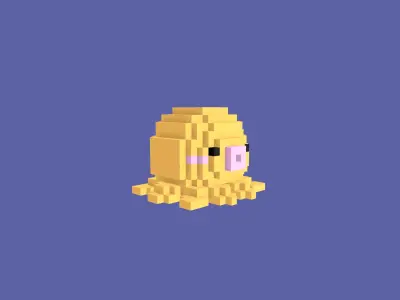 Octopus Voxel Low-poly 3D model