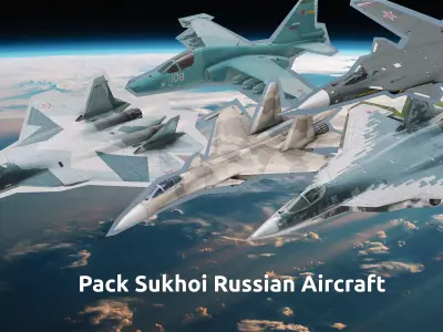 Pack Sukhoi Russian Aircraft - 9 Aircrafts Low-poly 3D model
