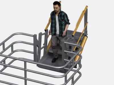 Gangway 3D Model ladder with two metal bars 3D model