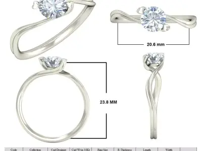 100 Solitaire ring 3dm with 3-4 rendered images  part-2 3D print model